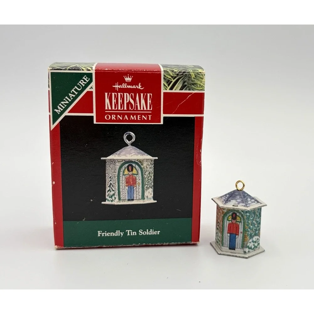 1992 Hallmark Keepsake Ornament Friendly Tin Soldier Pressed Tin Miniature VTG